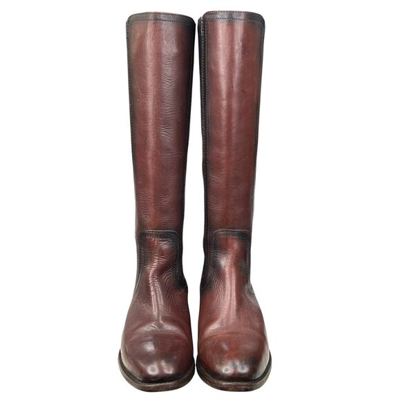Frye Women’s Lindsay Gore Tall Brown Leather Riding Boots Size US 6 - Picture 7 of 12